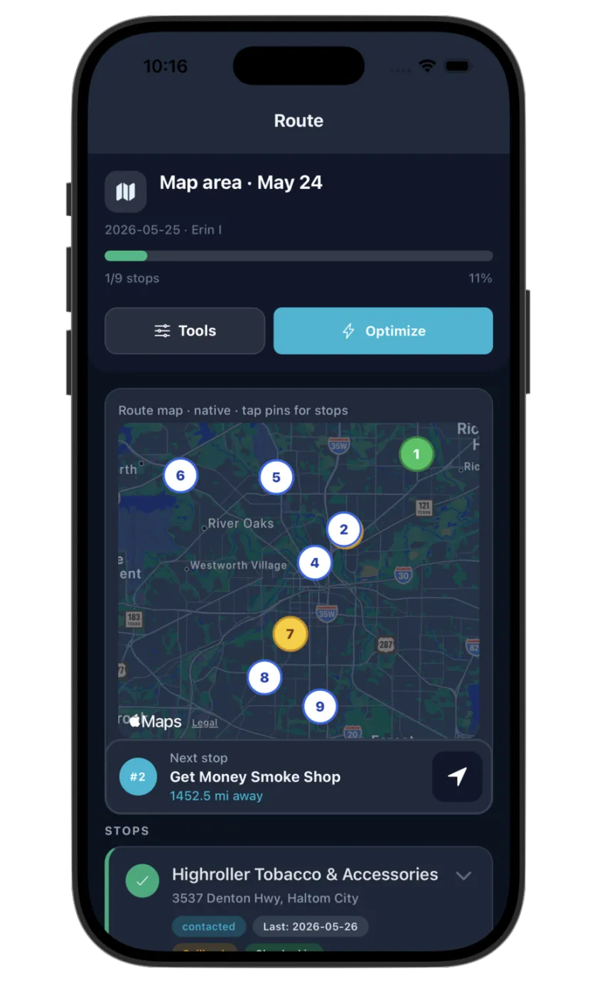 RouteBud iOS app screenshot - Route Map